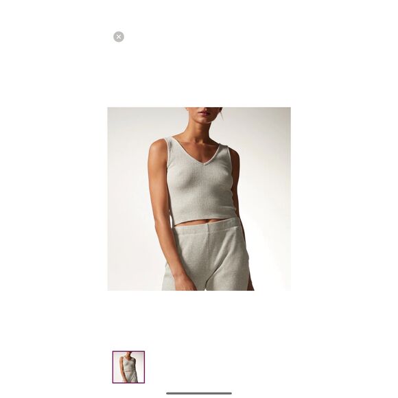 NWT Monrow Samba Bright Red Brushed ribbed V Neck Tank Top Size XL Cropped - Picture 5 of 5